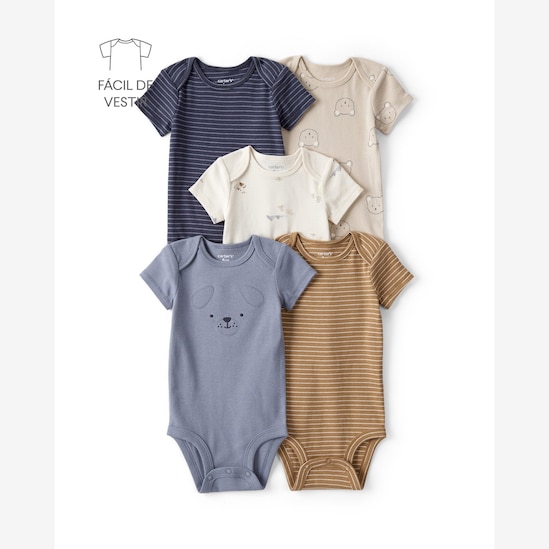 Kit body bebê 9 peças manga curta e manga longa urso - Multicor | Carter's