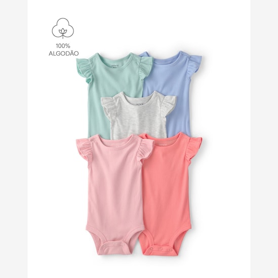 Kit body bebê 8 peças com babados - Multicor | Carter's