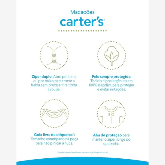 Kit conjunto longo bebê 3 peças + macacão canelado floral - Multicor | Carter's