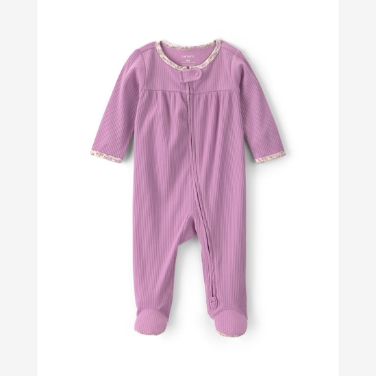 Kit conjunto longo bebê 3 peças + macacão canelado floral - Multicor | Carter's