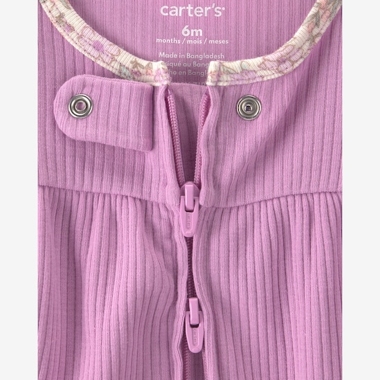 Kit conjunto longo bebê 3 peças + macacão canelado floral - Multicor | Carter's