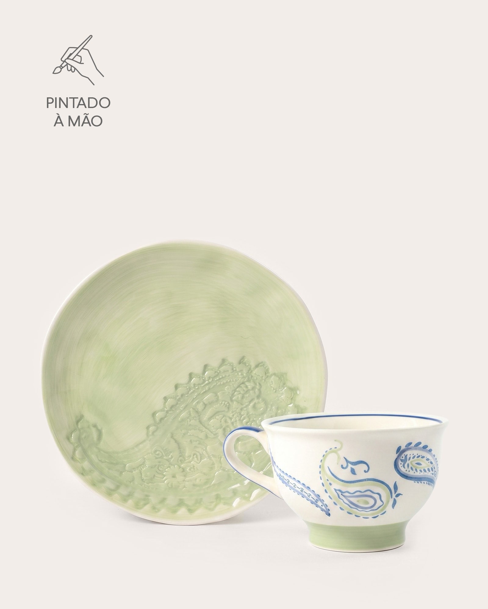 Conjunto prato de sobremesa 18cm + caneca Isis 372ml - Multicor | Casa Riachuelo