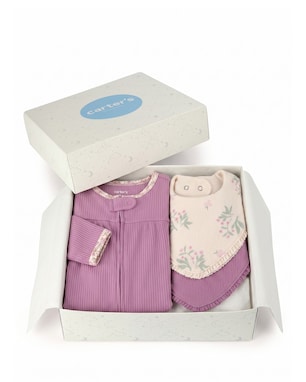 Enxoval bebê 3 peças floral + caixa de presente P - Multicor | Carter's