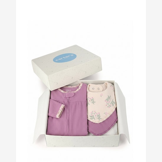 Enxoval bebê 3 peças floral + caixa de presente P - Multicor | Carter's