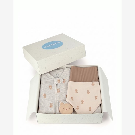 Enxoval Carter's bebê menino urso + caixa de presente P 3 peças - Multicor
