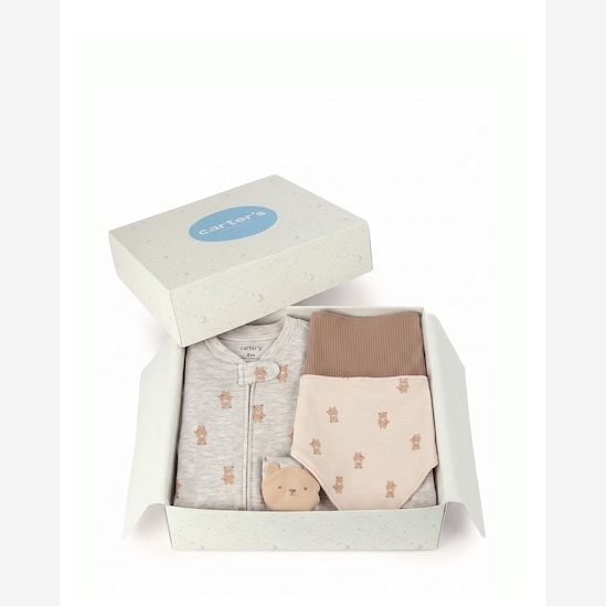 Enxoval Carter's bebê menino urso + caixa de presente P 3 peças - Multicor