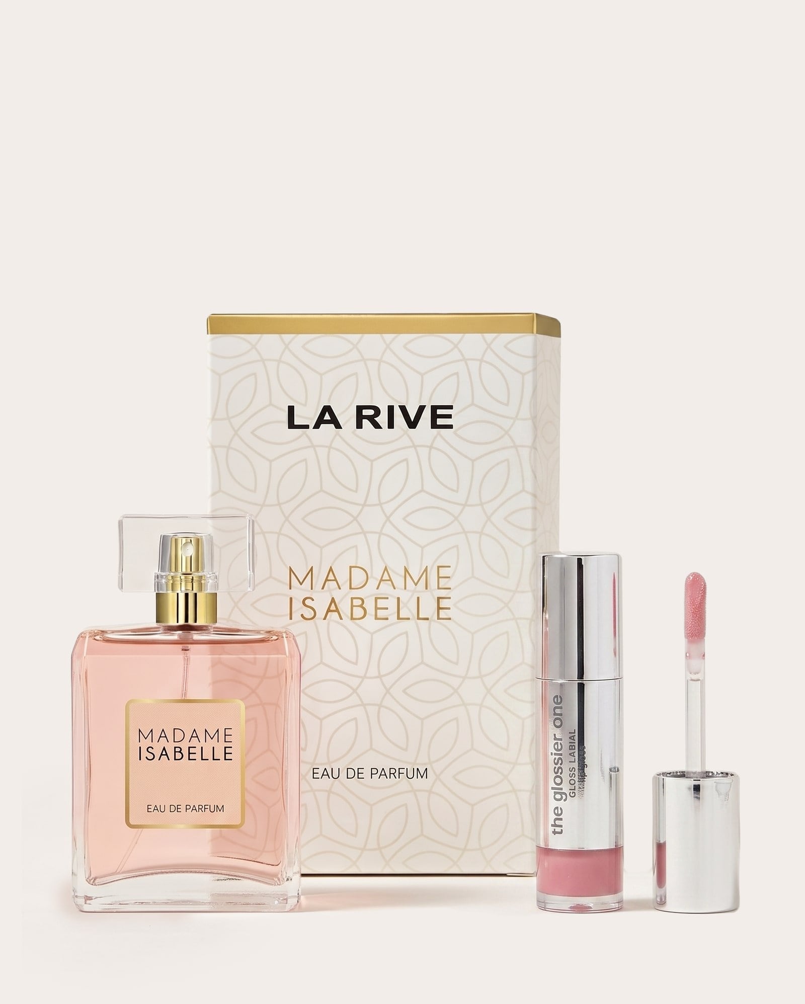 Kit perfume La Rive Madame Isabelle EDP + gloss labial Ruby Rose The Glossier One 100ml/4g