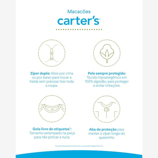 Enxoval Carter's bebê menina em algodão canelado floral 10 peças - Multicor