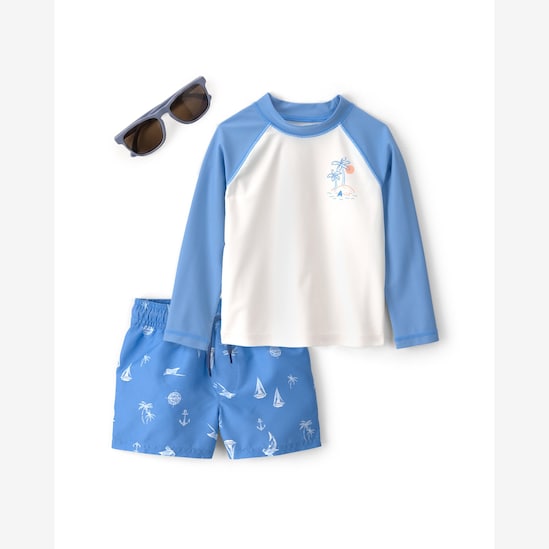 Conjunto Carter's com óculos bebê menino coqueiro 3 peças - Multicor