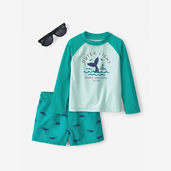 Conjunto Carter's com óculos bebê menino baleia 3 peças - Multicor