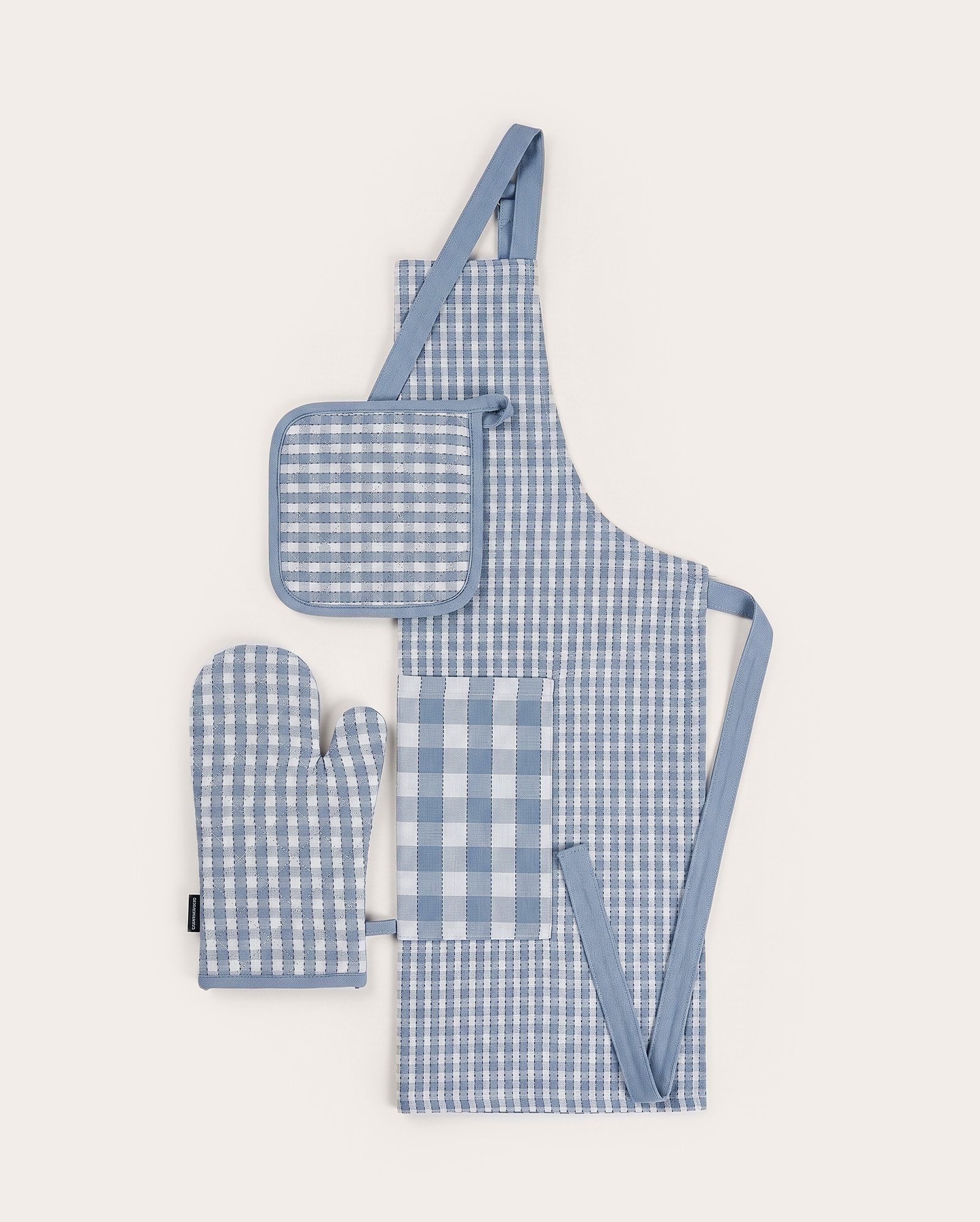 Kit avental de cozinha Iara + luva + pega panela 20cm - Azul Claro | Casa Riachuelo