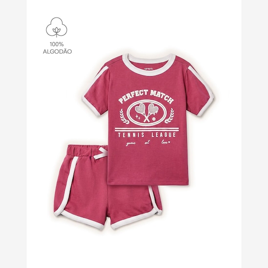 Conjunto Carter's infantil menina em algodão tênis 2 peças - Rosa Escuro