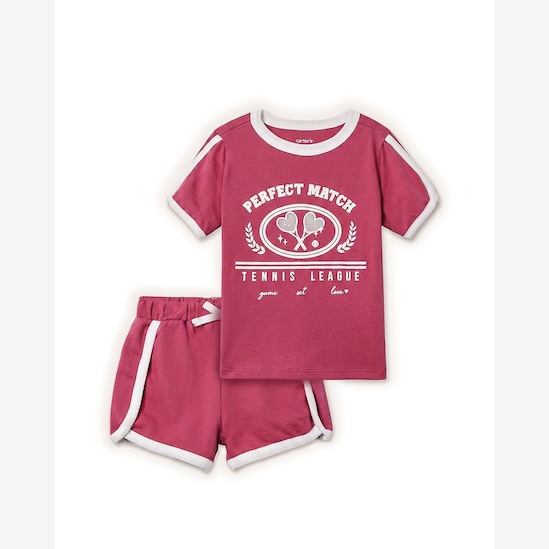 Conjunto Carter's infantil menina em algodão tênis 2 peças - Rosa Escuro