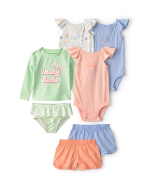 Enxoval Carter's com babado bebê menina 7 peças - Multicor