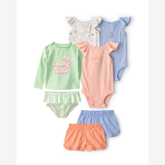 Enxoval Carter's com babado bebê menina 7 peças - Multicor