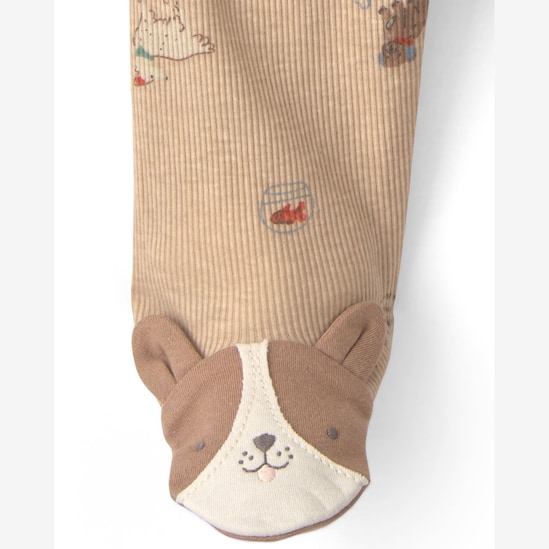 Kit macacão Carter's com pezinho bebê menino estampa animal interativo 4 peças - Multicor