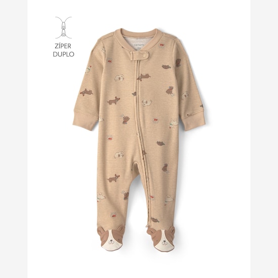 Kit macacão Carter's com pezinho bebê menino estampa animal interativo 4 peças - Multicor