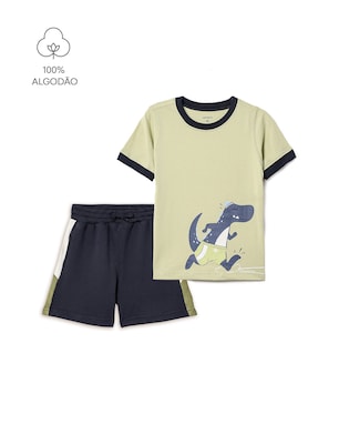 Conjunto Carter's infantil menino em algodão dinossauro 2 peças - Multicor