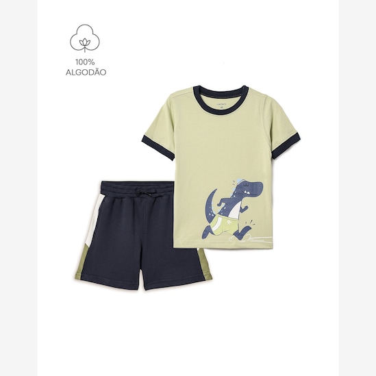 Conjunto Carter's infantil menino em algodão dinossauro 2 peças - Multicor