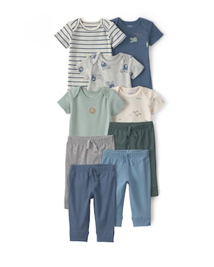 Conjunto Carter's bebê menino em algodão estampa animal 9 peças - Multicor