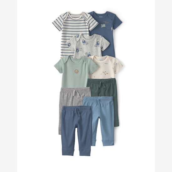 Conjunto Carter's bebê menino em algodão estampa animal 9 peças - Multicor