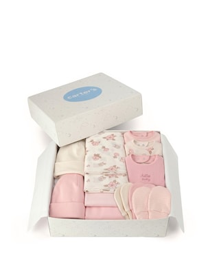 Enxoval Carter's bebê menina floral + caixa de presente P 12 peças - Multicor