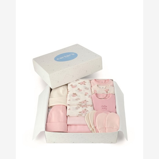 Enxoval Carter's bebê menina floral + caixa de presente P 12 peças - Multicor