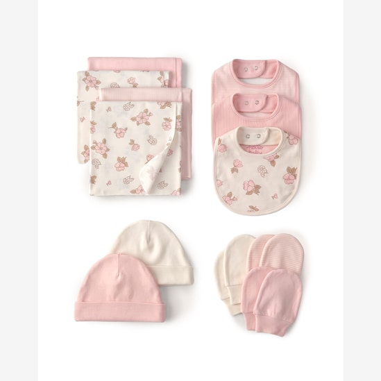 Enxoval Carter's bebê menina floral + caixa de presente P 12 peças - Multicor