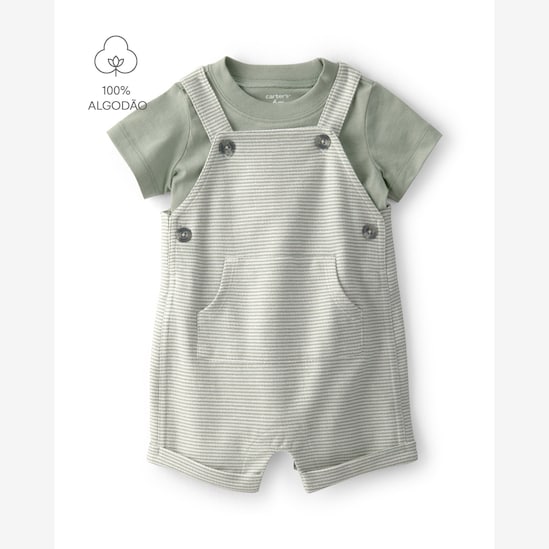 Kit Carter's jardineira com sapato bebê menino + caixa de presente P - Multicor