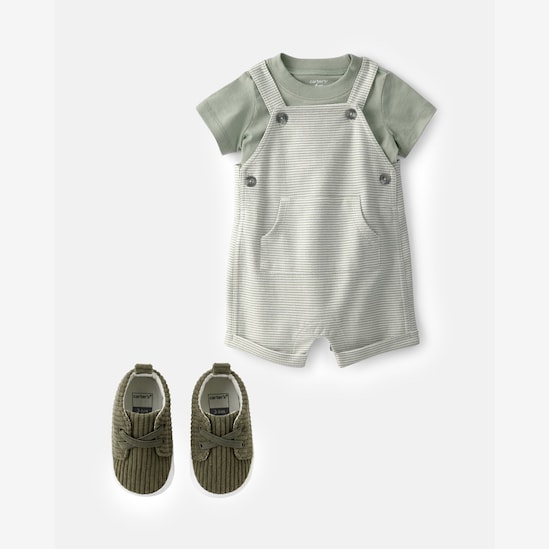 Kit Carter's jardineira com sapato bebê menino + caixa de presente P - Multicor