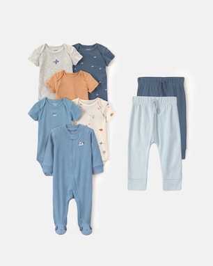 Enxoval Carter's bebê menino 8 peças estampado - Multicor