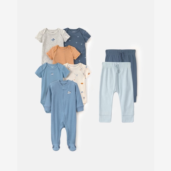 Enxoval Carter's bebê menino 8 peças estampado - Multicor