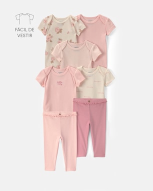 Conjunto Carter's bebê menina em algodão floral 7 peças - Multicor