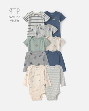Kit Carter’s body bebê menino estampado 9 peças - Multicor