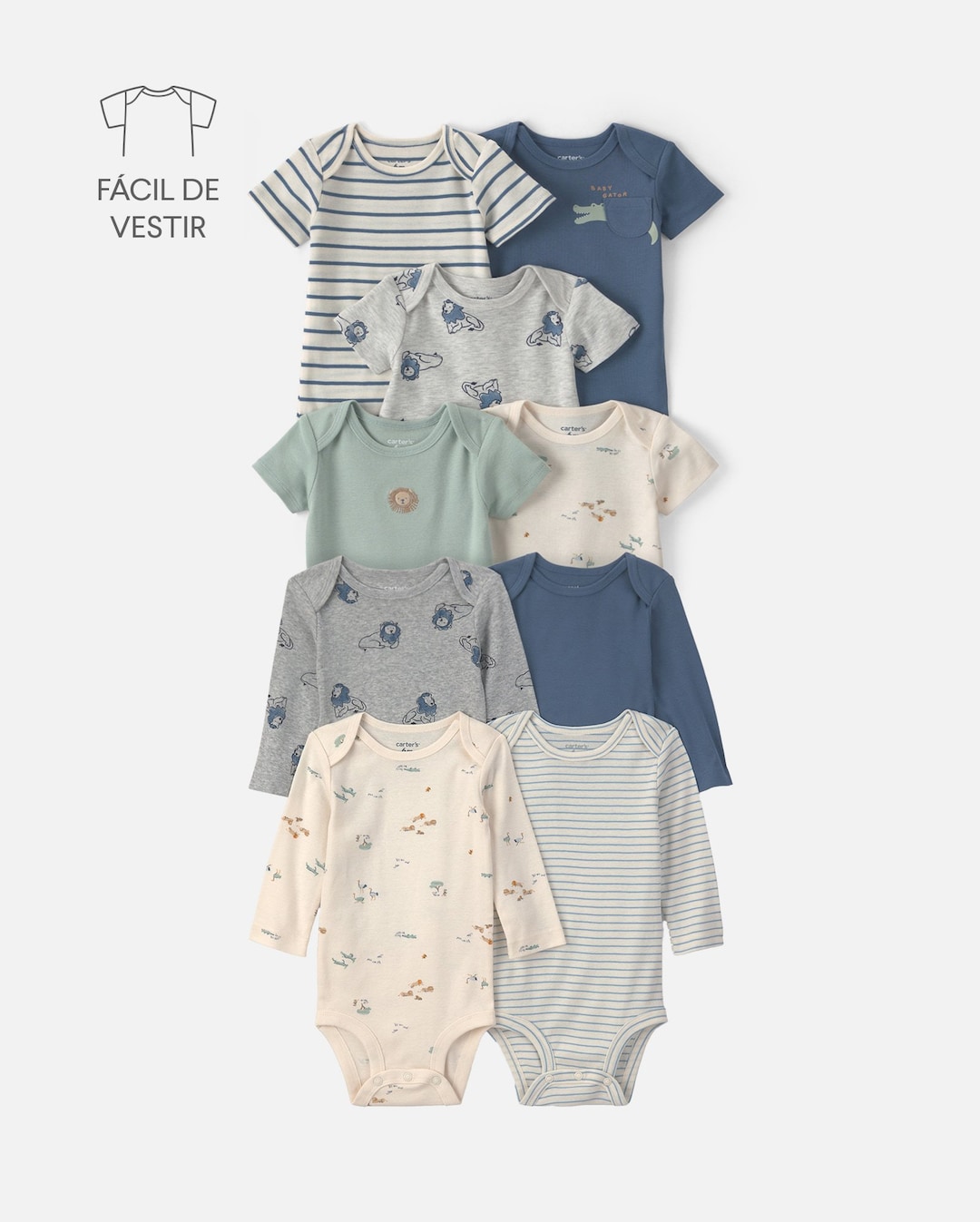 Kit Carter’s body bebê menino estampado 9 peças - Multicorde R$399,98 porR$ 339,9915% OFF