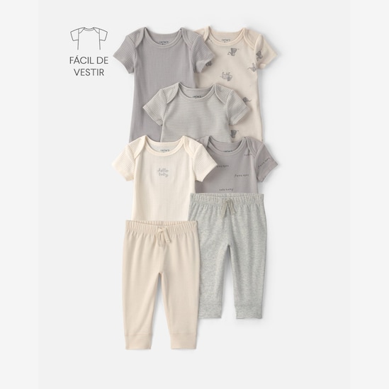 Conjunto Carter's bebê menino em algodão 7 peças - Multicor