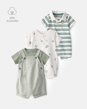 Enxoval Carter's bebê menino em algodão estampado 4 peças - Multicor