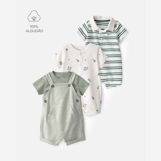 Enxoval Carter's bebê menino em algodão estampado 4 peças - Multicor