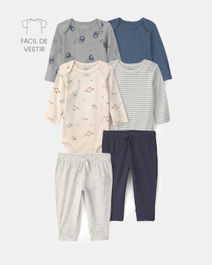 Conjunto Carter's bebê menino em algodão 6 peças - Multicor
