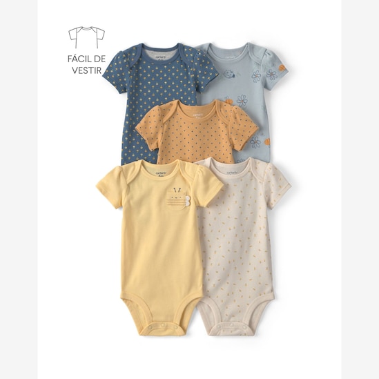 Kit body Carter's bebê menina em algodão estampada 9 peças - Multicor