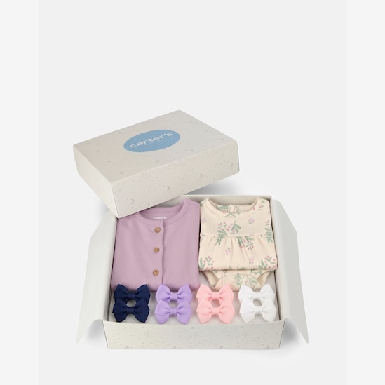 Enxoval Carter's bebê menina + caixa de presente P 10 peças - Multicor