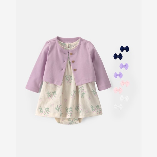 Enxoval Carter's bebê menina + caixa de presente P 10 peças - Multicor