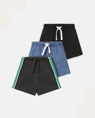 Kit bermuda Carter's com amarração infantil menino em moletom 3 peças