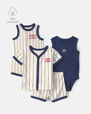 Conjunto Carter's bebê menino listrado 4 peças