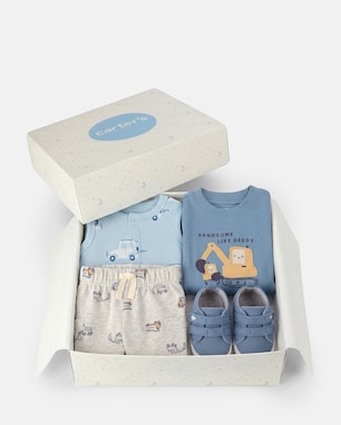Conjunto Carter's com sapato bebê menino estampado + caixa de presente M 4 peças