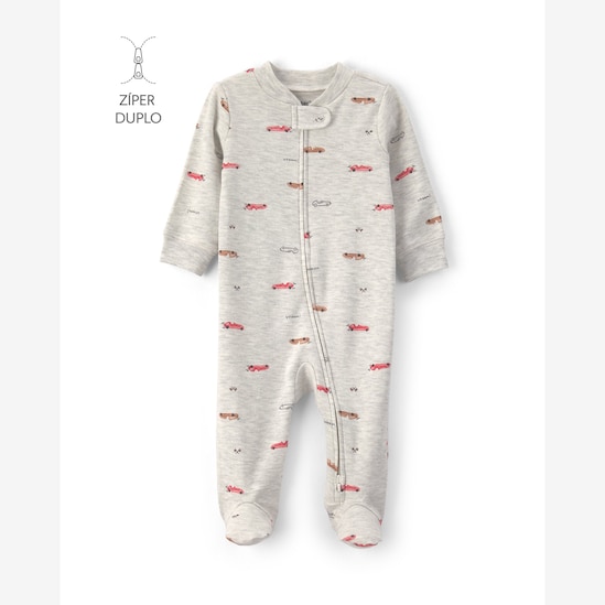Macacão Carter's com pezinho bebê menino estampado 3 peças