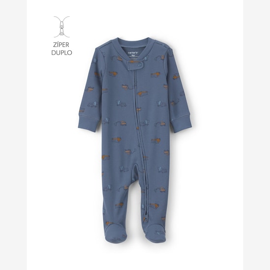 Macacão Carter's com pezinho bebê menino estampado 3 peças