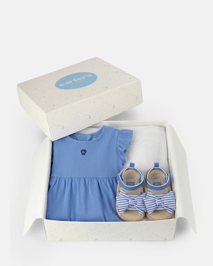 Kit banho de sol Carter's com sandália bebê menina + caixa de presente M 2 peças