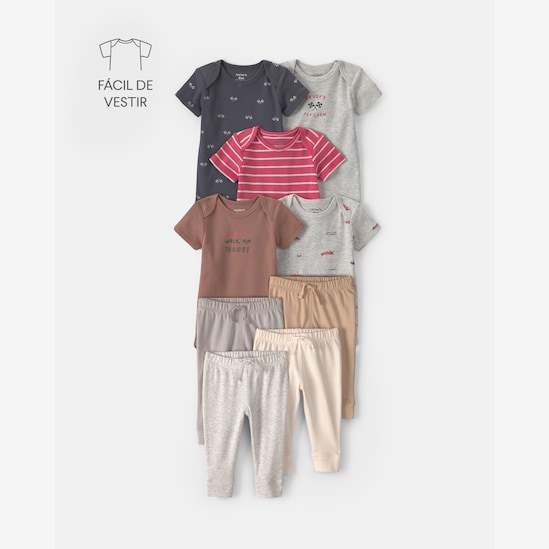 Conjunto Carter's bebê menino em algodão corrida 9 peças