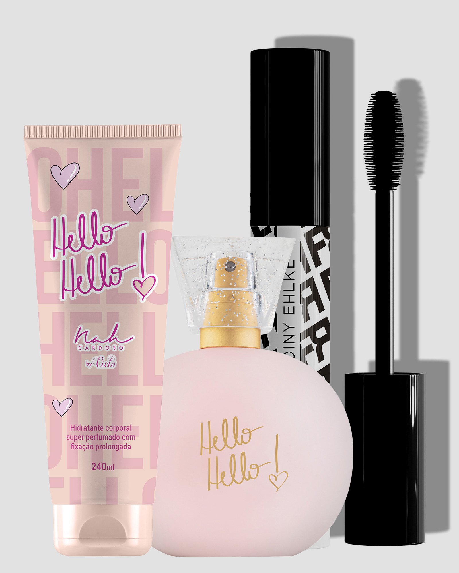 Kit colônia feminina Hello Hello 100ml + hidratante corporal 240ml + máscara de cílios Maravicherry 6g | Ciclo +  Fran by Franciny Ehlke